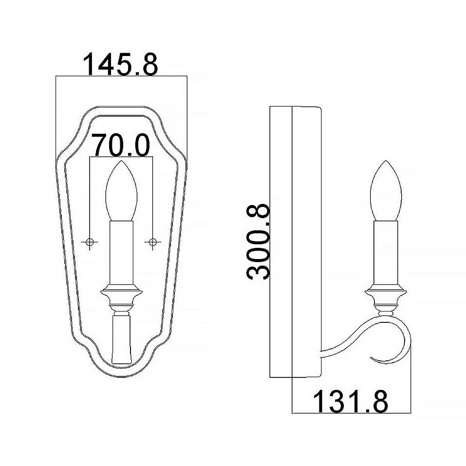 FE-DEWITT1 DEWITT серебро/// настенный E14 1х60  х   