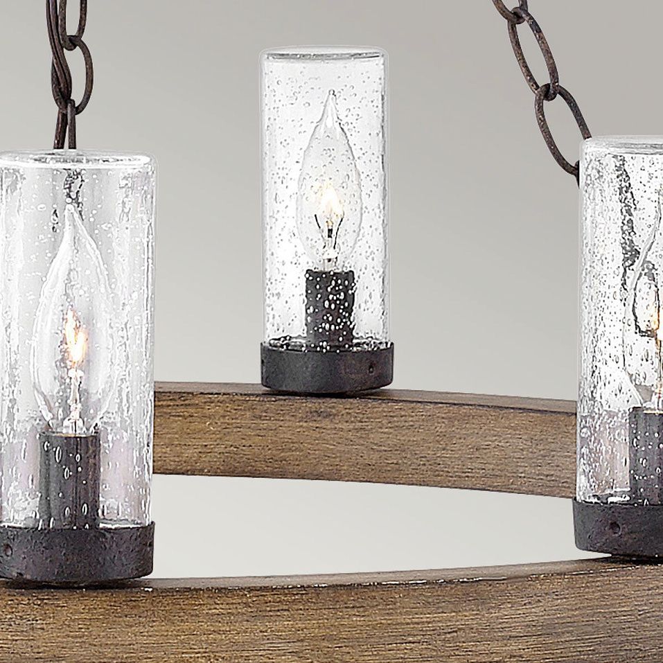 HK-SAWYER9-SQ   SAWYER Sequoia wood effect with rust Iron accents/Clear seeded // подвесной E14 9х40   