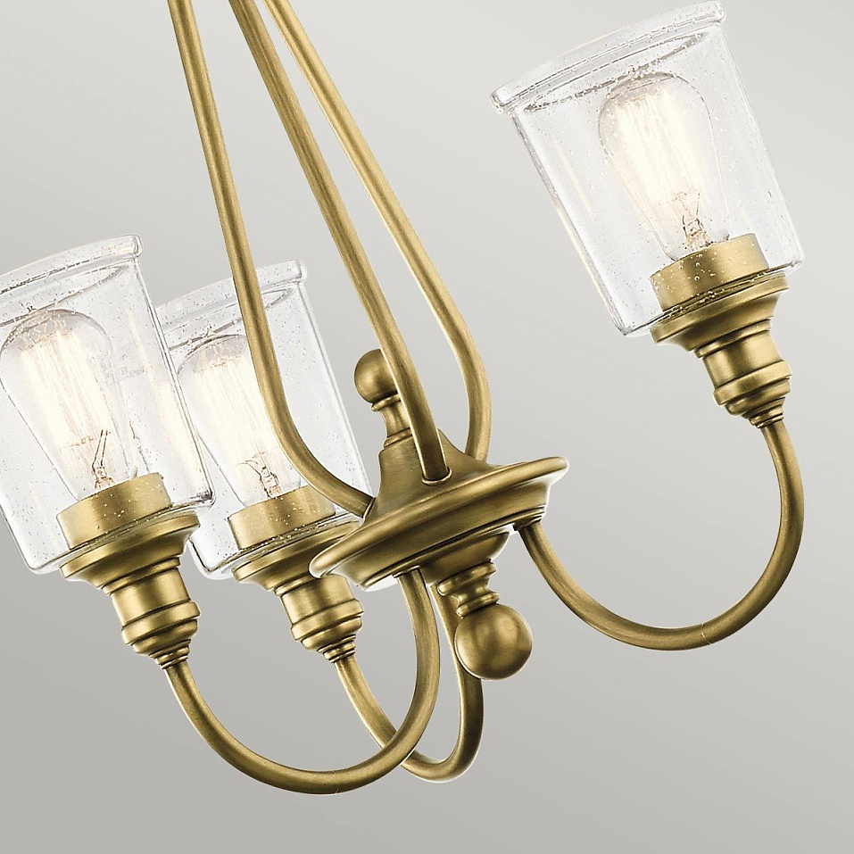 KL-WAVERLY3-NBR WAVERLY Natural Brass /Seeded Glass// подвесной E14 3х60  х   