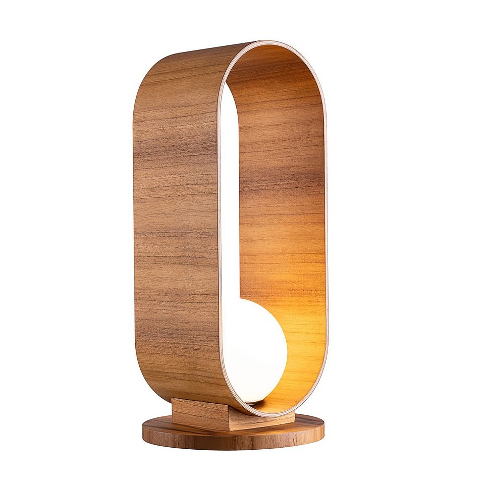 QN-SFERA-TL-L-TEAK  SFERA Teak Veneer/Opal// настольный E27 1х40  х   