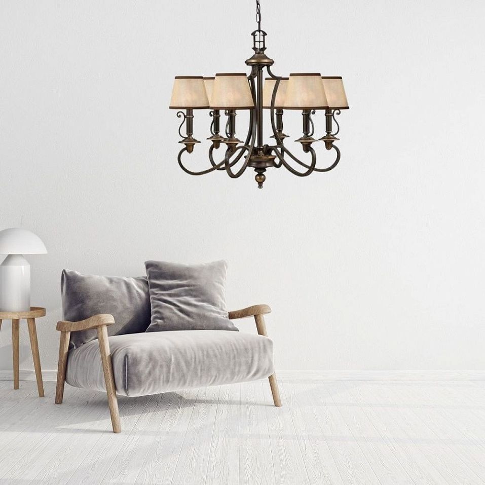 HK-PLYMOUTH6 PLYMOUTH Olde Bronze/light amber organza// подвесной E14 6х60  х   
