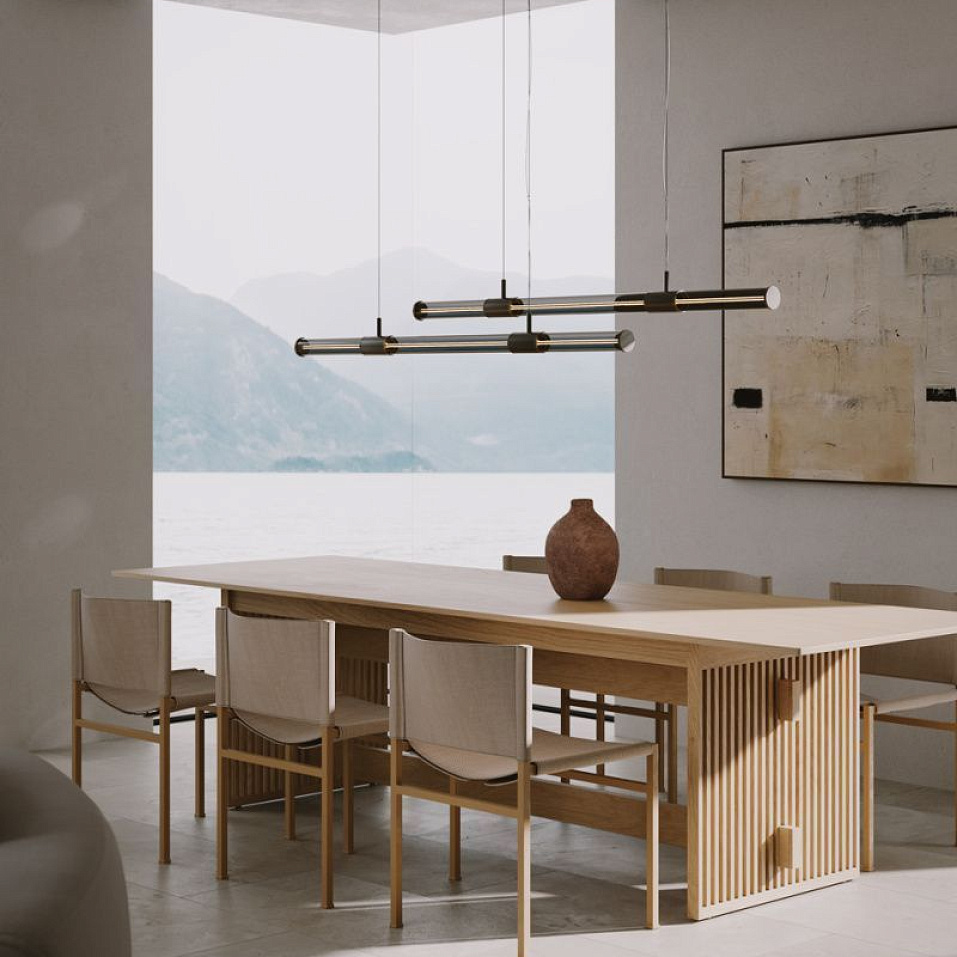 028S2M11B.CE/UL CROSS LINEAR LIGHT BURNISHED BRASS/BRONZE GLASS// подвесной LED х19.2  х   