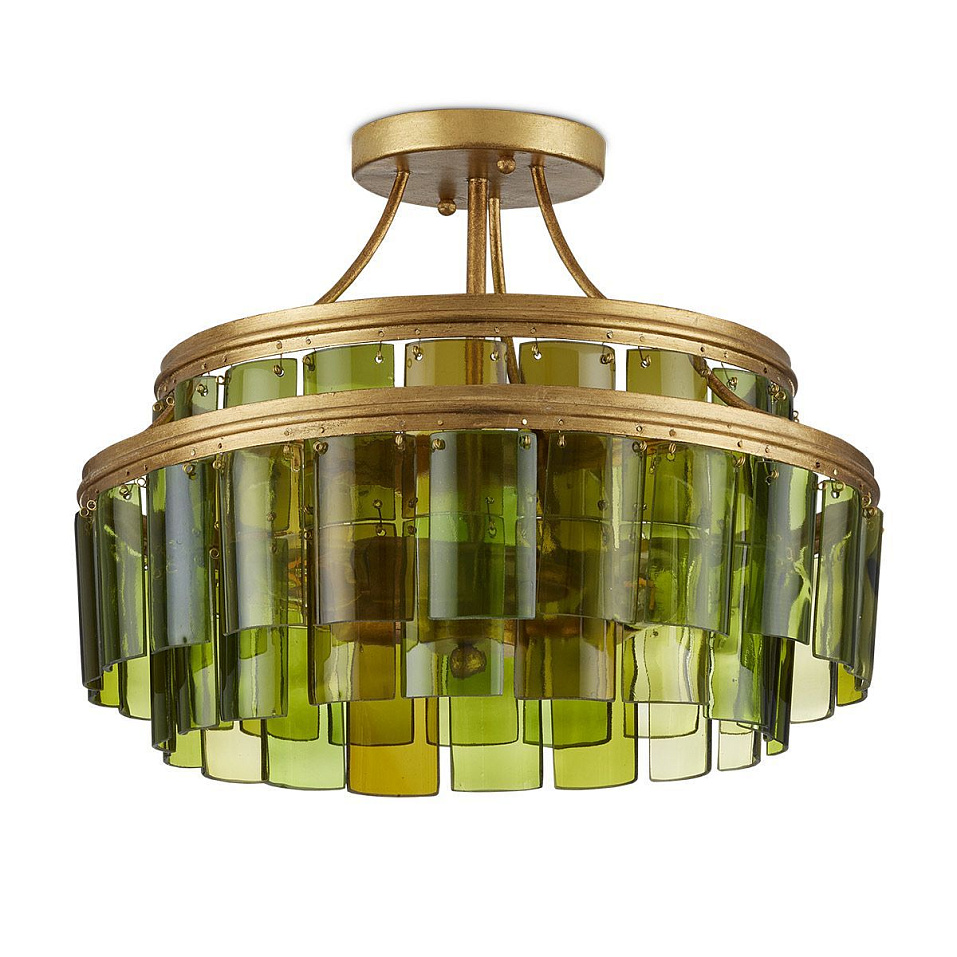 QNC-VINTNER-3SF-GR-CGL VINTNER Contemporary Gold Leaf/Recycled Green// потолочный E14 3х40  х   