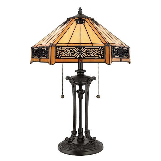 QZ-INDUS-TL  Vintage Bronze/Cream, Orange & Amber// настольный E27 2х60  х  QZ-INDUS-TL