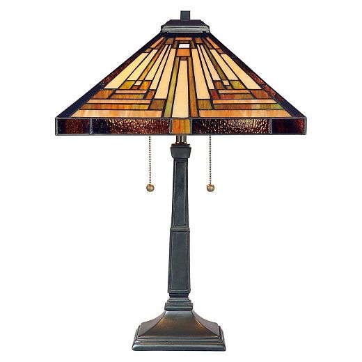 QZ-STEPHEN-TL STEPHEN Vintage Bronze/Amber, Bisque & Earthy Green// настольный E27 2х60  х  QZ-STEPHEN-TL