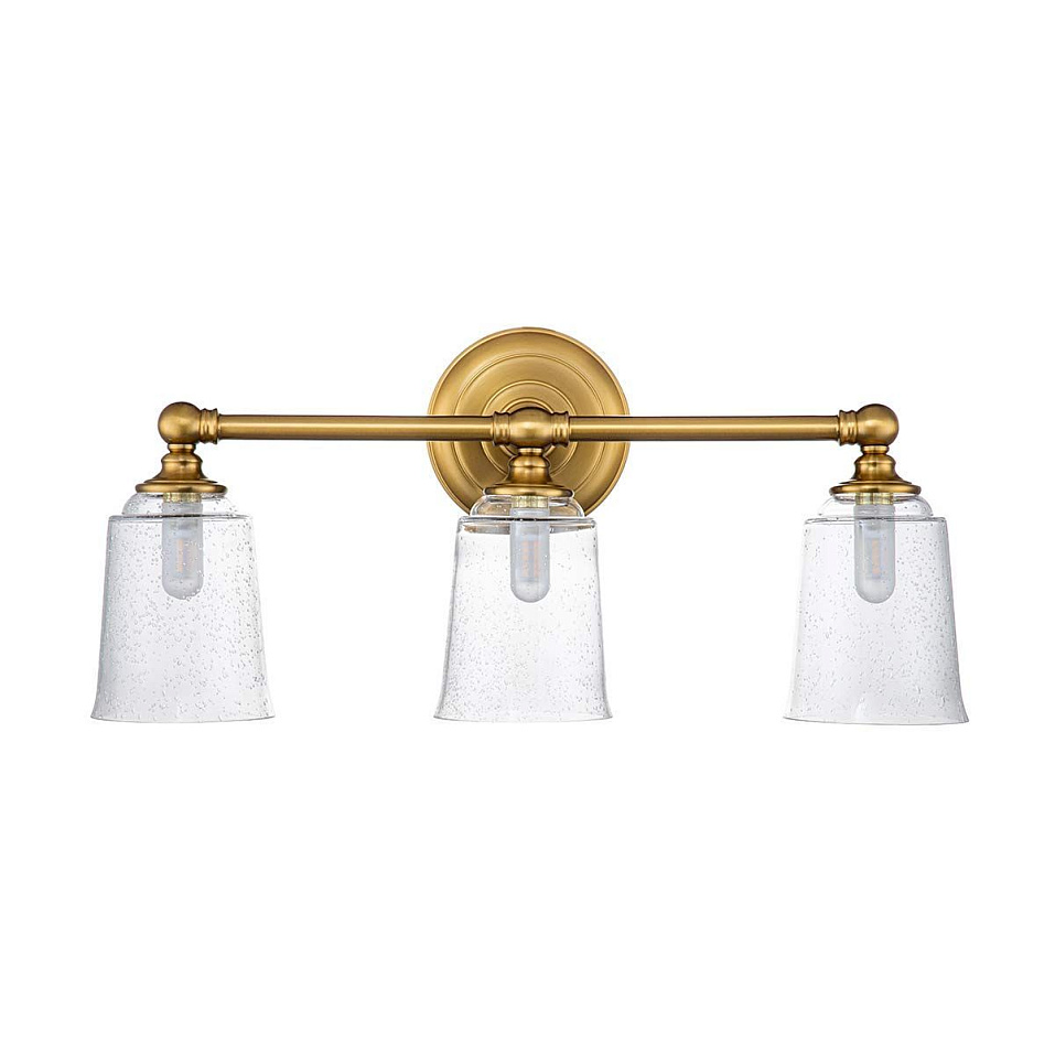 FE-HUGOLAKE3BATH-BB HUGOLAKE Burnished Brass /Clear Seeded Glass//прозрачный настенный G9 LED 3х3.5    