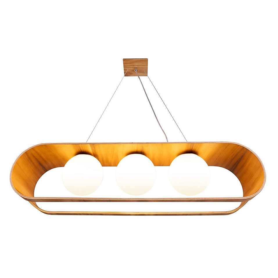 QN-SFERA-3P-TEAK  SFERA Teak Veneer /Nickel-Plated Aluminium /Opal// подвесной E27 3х40  х   