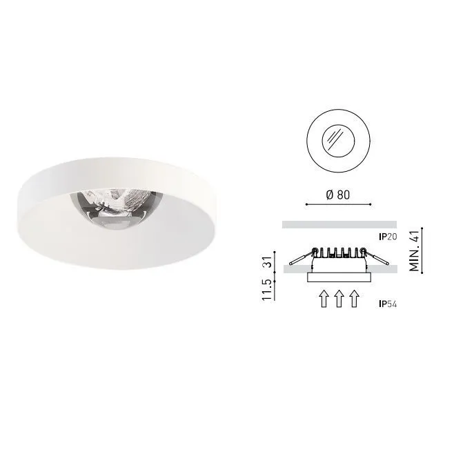 A3141011WT PUCK RECESSED M white///transparent встраиваемый LED 1х9  х   