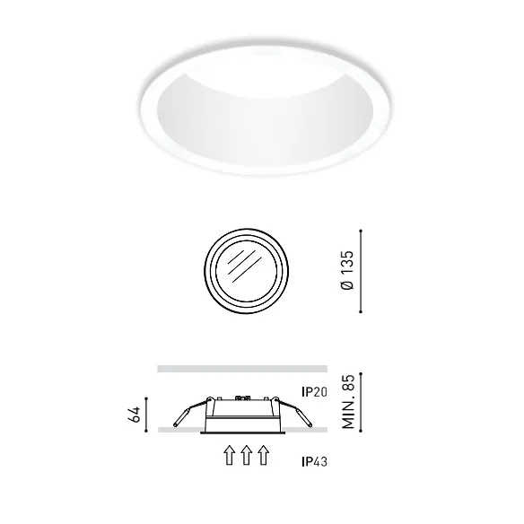 A2500311WT DEEP MINI white///white встраиваемый LED 1х10,5  х   