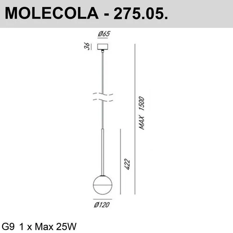 275.05.ONT MOLECOLA Brass/Crystal clear and frosted// подвесной G9 LED 1х5  х   