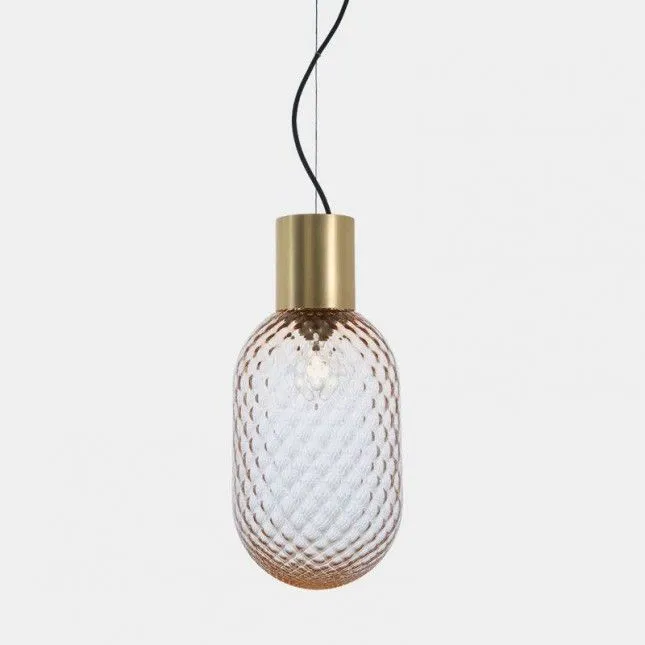 279.01.P BLOOM natural brass/pink transparent// подвесной E27 1х15  х   