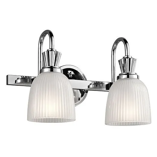 KL-CORA2-BATH CORA Polished Chrome /Ribbed Glass// настенный G9 LED 2х3  х  KL-CORA2-BATH