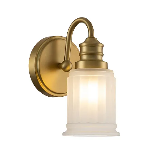 QZ-SWELL1-BB-BATH SWELL Brushed Brass/Frosted Glass// настенный G9 LED 1х3  х  QZ-SWELL1-BB-BATH
