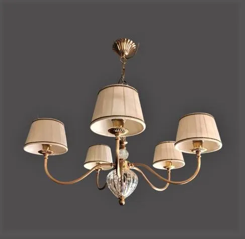 5900/5 CP PIRO french gold/ivory shade// подвесной E14 5х60  х  5900/5 CP