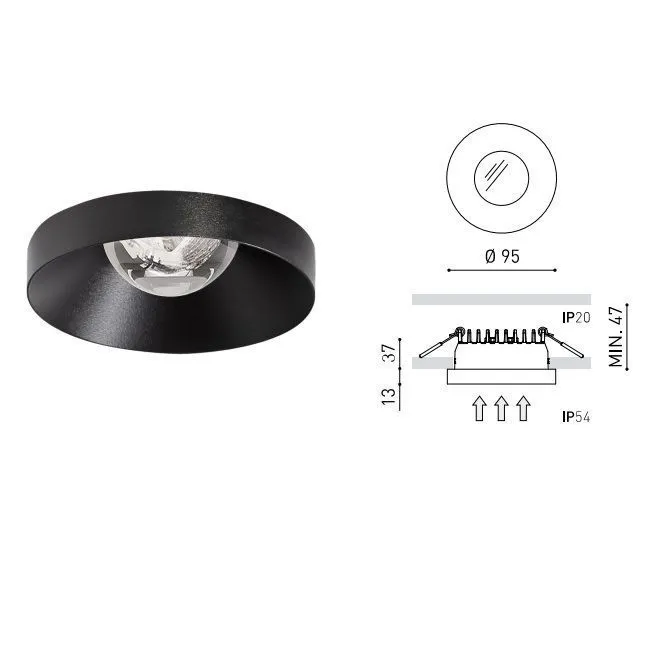 A3142011NT PUCK RECESSED L black///transparent встраиваемый LED 1х12  х   