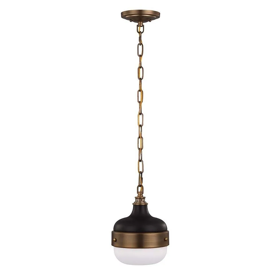 FE-CADENCE-1P-MB CADENCE Dark Antique Brass/ Matte Black /Opal white// подвесной E27 1х75  х   