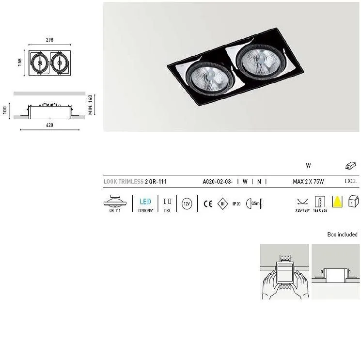 A020-02-03-N LOOK Trimless by MOMO d-n black/chrome/// встраиваемый G53 2х75  х   