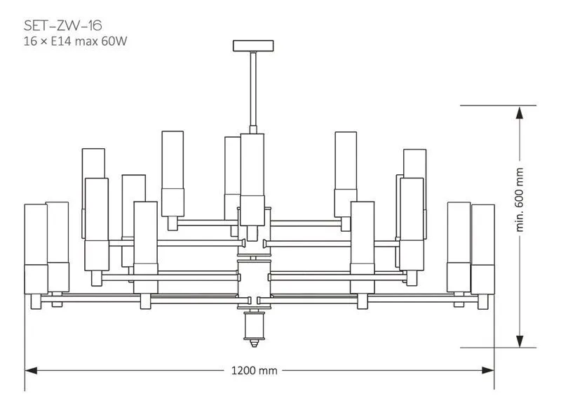 SET-ZW-16(ZM) SETI матовое золото/прозрачный// подвесной E14 16х60  х   