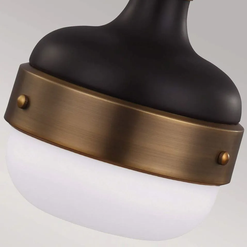 FE-CADENCE-1P-MB CADENCE Dark Antique Brass/ Matte Black /Opal white// подвесной E27 1х75  х   
