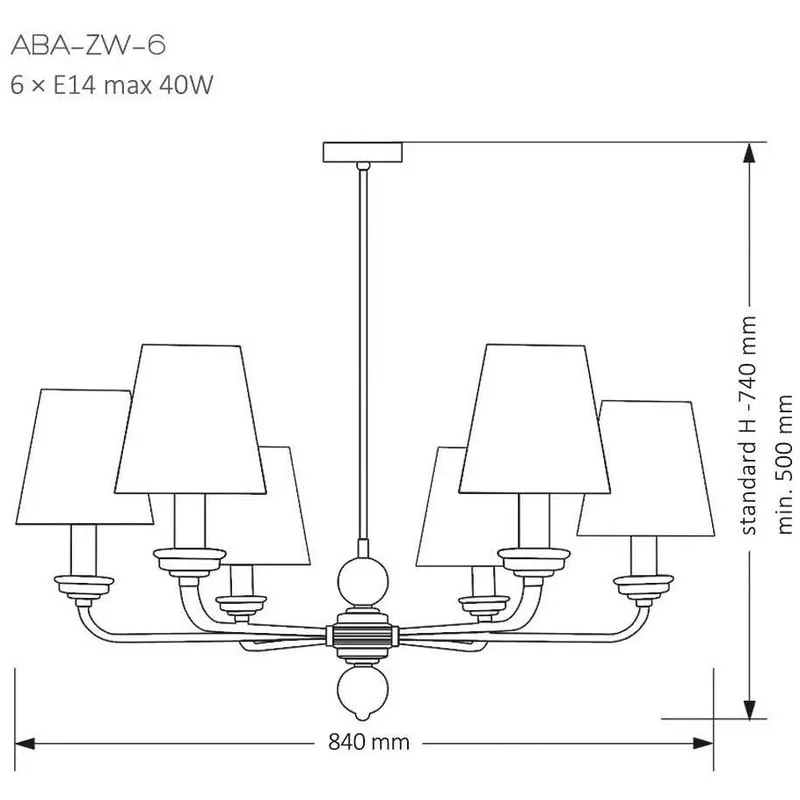 ABA-ZW-6(Z/A) ABANO полированная латунь(золото)/черный// подвесной E14 6х40  х   
