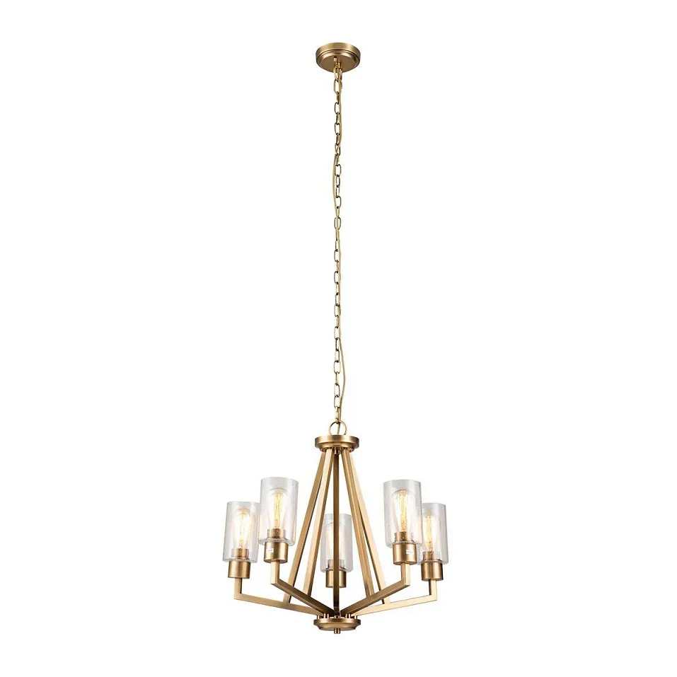 KL-DERYN5-NBR DERYN Natural Brass/Clear Seeded// подвесной E27 5х60  х   