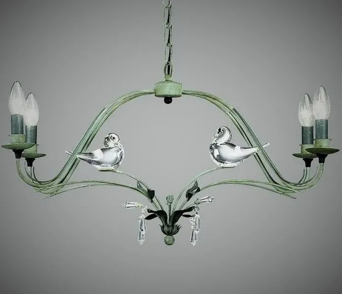 NO 49  green/glass bird// подвесной E14 4х40  х   