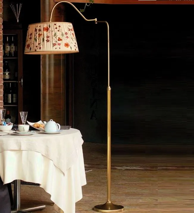 L 124 BIS  brunito/ivory shade with flower// напольный E27 1х60  х   
