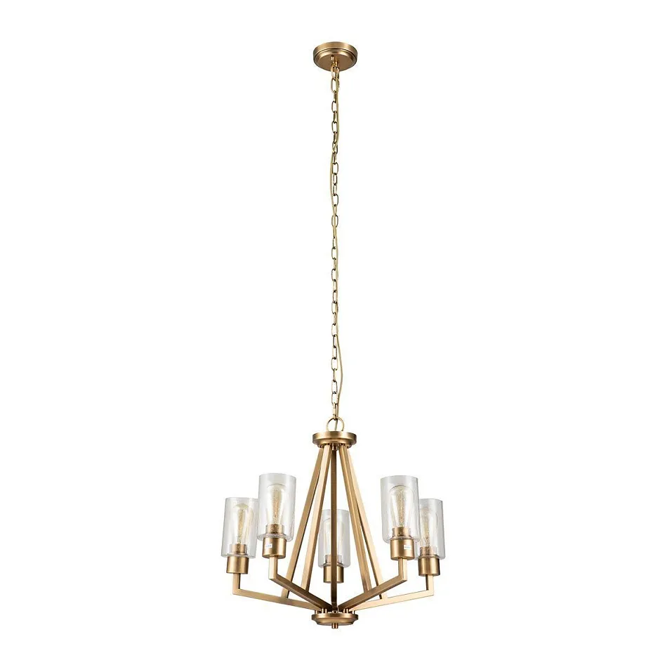 KL-DERYN5-NBR DERYN Natural Brass/Clear Seeded// подвесной E27 5х60  х   