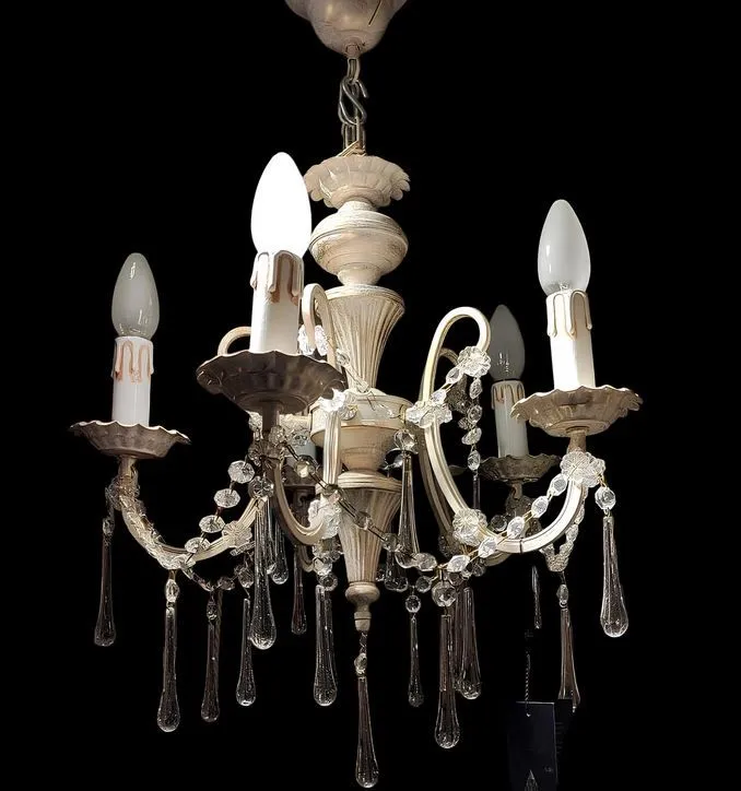 3593/5 OLD STYLE ivory-gold patina/half cut drops// подвесной E14 5х40  х   