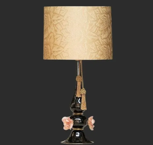 L 1377 G  black-pink murano glass/gold// настольный E27 1х60  х   