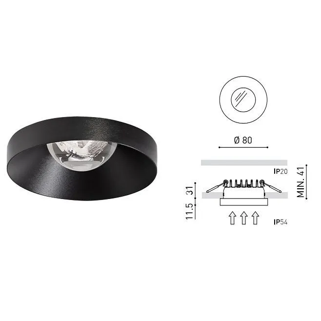 A3141011NT PUCK RECESSED M black///transparent встраиваемый LED 1х9  х   