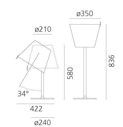 0315 010A MELAMPO aluminium/grey настольный E27 2х75  х   