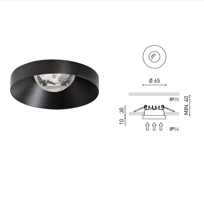 A3140011NT PUCK RECESSED S black///transparent встраиваемый LED 1х5  х   